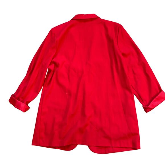 Cherry Red Vintage Blazer Mid Length 90s One Button Blazer 14 Sag Harbor - Picture 6 of 6